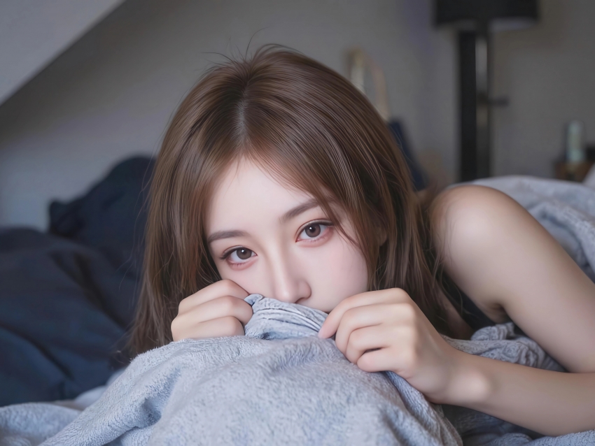 可爱美女 休闲 卧室 4K壁纸3840x2880