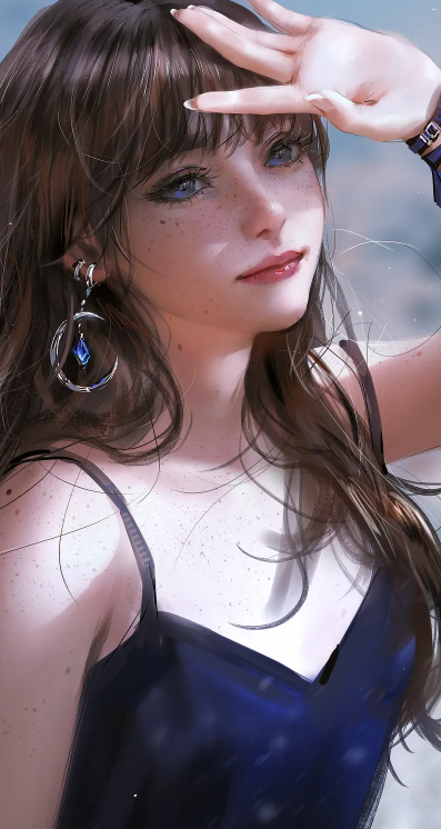 梦幻女孩 女人 女孩子 深色头发 绘画 梦幻艺术 珠宝 手机壁纸 4K壁纸