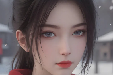 冬 红色衣服 女孩 4k 手机 壁纸 竖屏 动漫 手机壁纸 2K壁纸