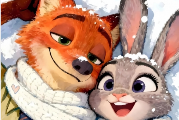 疯狂动物城2朱迪狐尼克雪地 围巾雪景4K手机壁纸