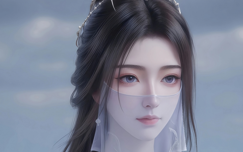 紫灵 面纱 4k手机壁纸竖屏全面屏美女图