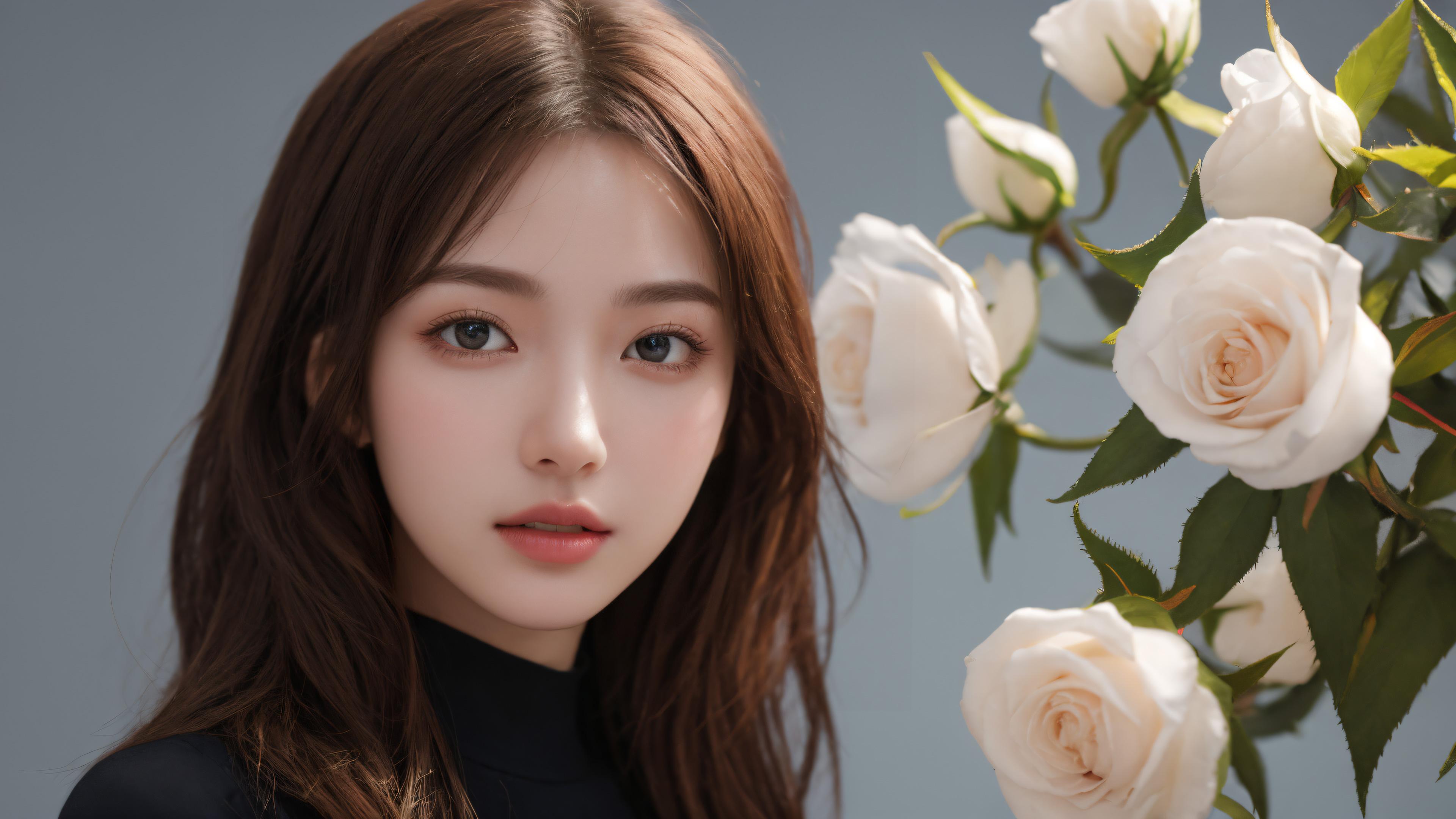 夜晚小镇灯光 女孩坐着背影 望着远处 4K动漫壁纸